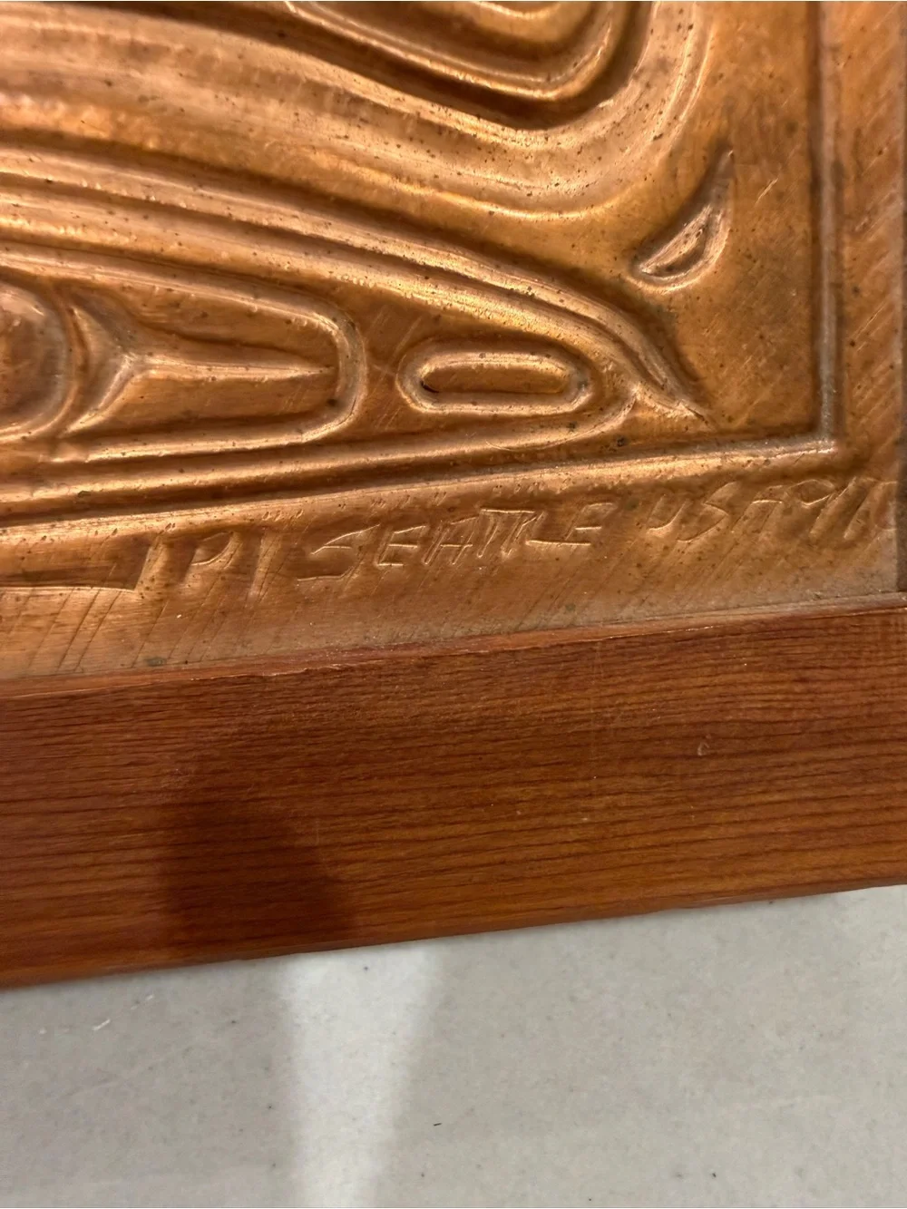 Large 1997 Joseph Paul Illg Copper Relief Art Panel Raven Whale Keepsake Box - Picture 2 of 15